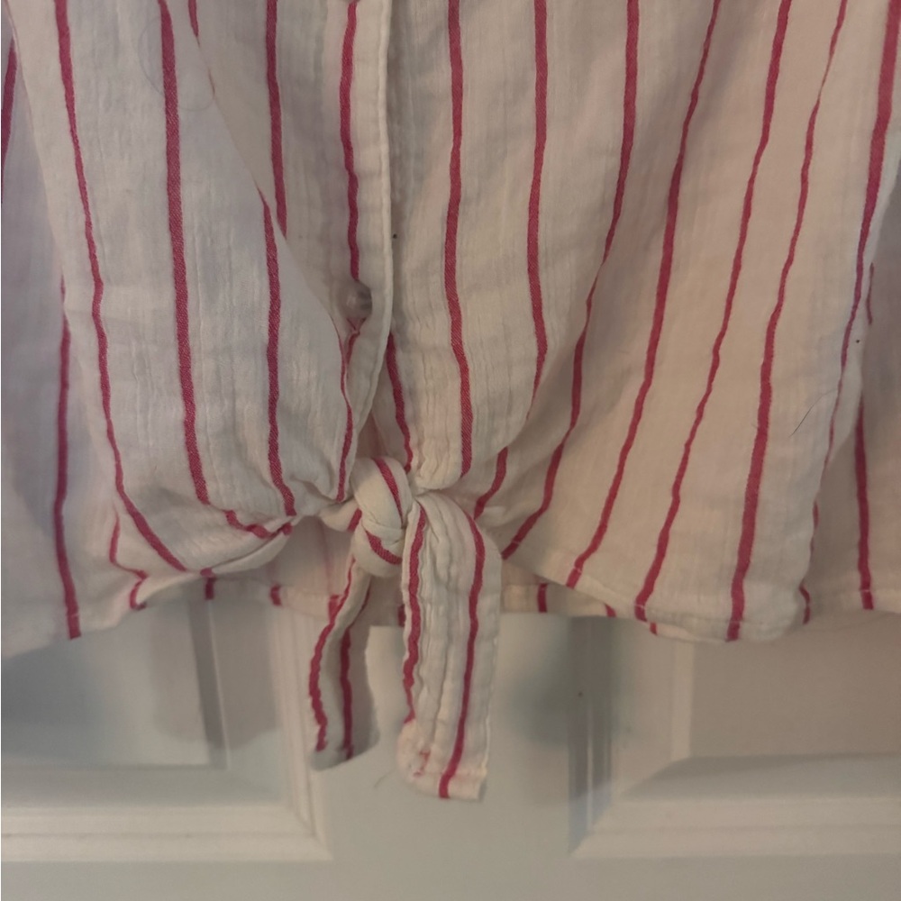 Sanctuary’s Striped Button-Up Shirt with Red Accents- size small - Picture 2 of 5